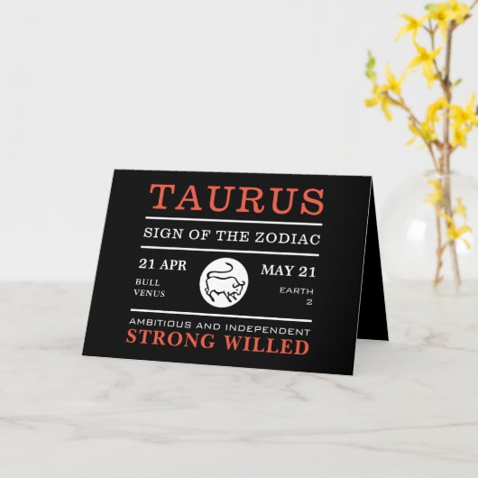 Tauruszeichen des Zodiaks, Astrologische Karte (Gelbe Blume)