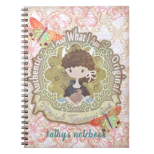 Tauruszeichen. Personalisiert. Notebook Notizblock (Vorderseite)