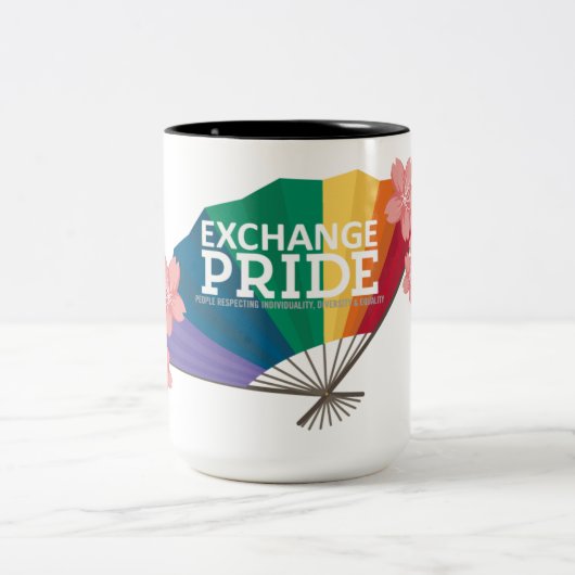 Tausche Pride-Becher mit Sakura-Blumen Zweifarbige Tasse (Mittel)