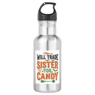Tausche Schwester gegen Süßigkeiten Halloween-Shir Edelstahlflasche