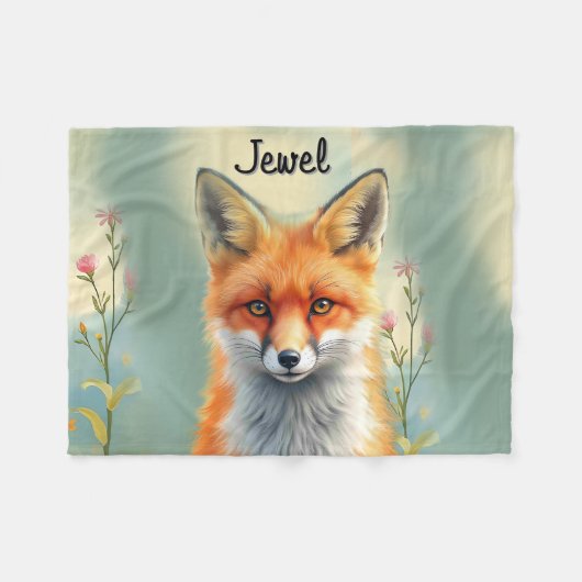 Täuschende Augen Schlauer Roter Fuchs Persönlicher Fleecedecke (Vorderseite (Horizontal))