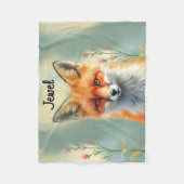Täuschende Augen Schlauer Roter Fuchs Persönlicher Fleecedecke (Vorderseite)