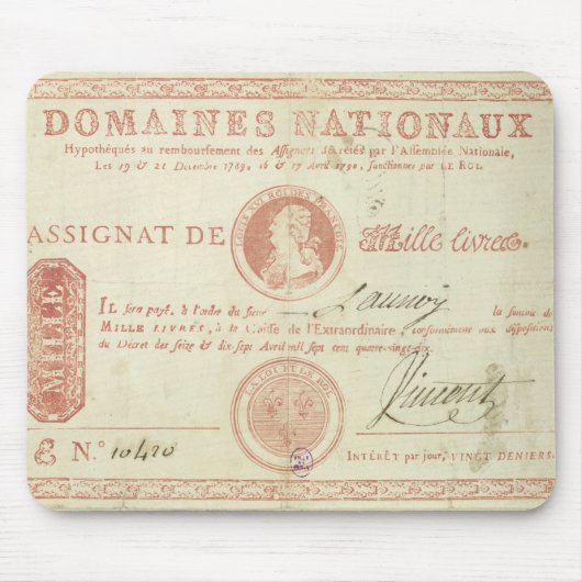 Tausend Livrebanknote mit Louis XVI Mousepad (Vorne)