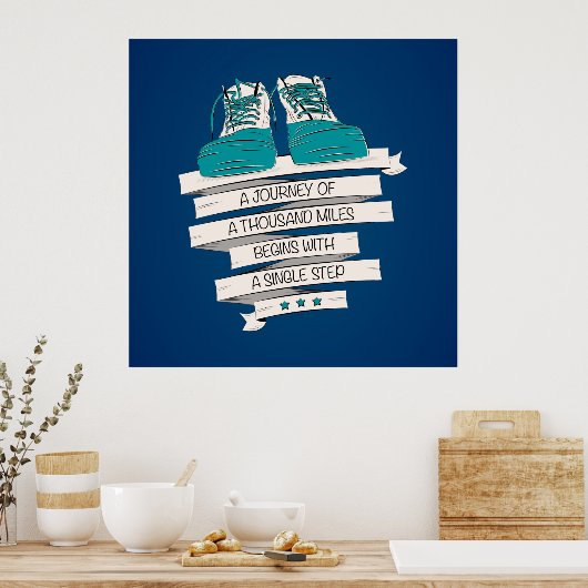 Tausend Meilen beginnen mit einem Single Poster (Küche)