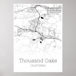 Tausend Oaks Map - Kalifornien - City Map Poster