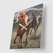 Tausend Race Pferde gewinnt Quadratische Wanduhr (Winkel)