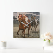 Tausend Race Pferde gewinnt Quadratische Wanduhr (Zuhause)