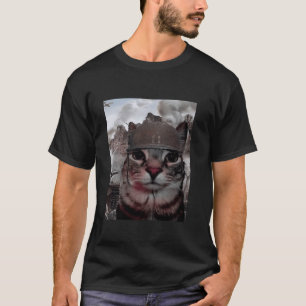 Tausend-Yard-Blick Lustiger Soldat Katzen-Meme in T-Shirt