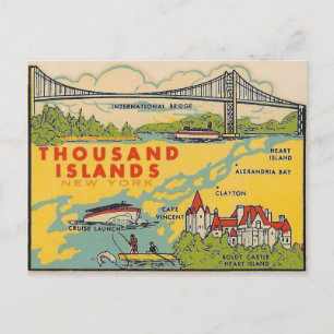 Tausende Inseln, New York Vintage Travel Postkarte