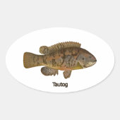 Tautog (Schwarzer Fisch) Ovaler Aufkleber (Vorderseite)