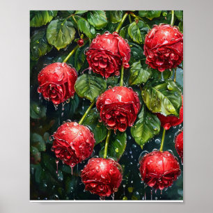 Tautropfen Rosa Wasser Romantische Natur Heimdekor Poster