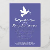 Tauve silberblau einfache Hochzeit mit Foto Folieneinladung (Vorderseite)