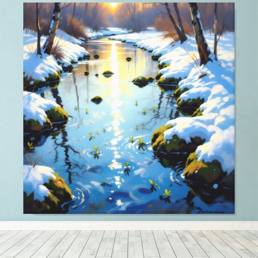 Tauwetter am Meadow Brook  Leinwanddruck (Insitu (Holzboden))