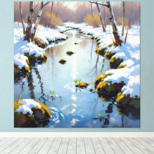 Tauwetter am Meadow Brook  Leinwanddruck (Insitu (Holzboden))