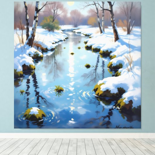 Tauwetter am Meadow Brook Leinwanddruck (Insitu (Holzboden))