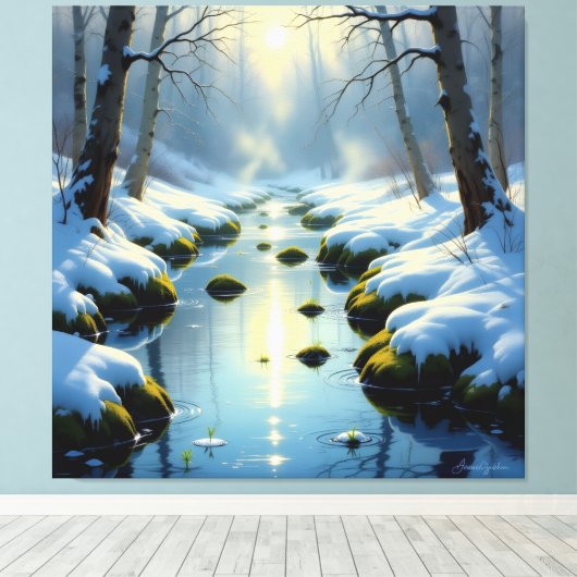 Tauwetter am Meadow Brook Leinwanddruck (Insitu (Holzboden))