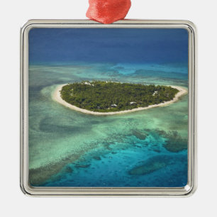 Tavarua Island and coral reef, Mamanuca Islands Silbernes Ornament