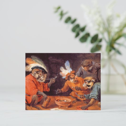 Taverne Monkey: Vintag Art Postkarte (Stehend Vorderseite)