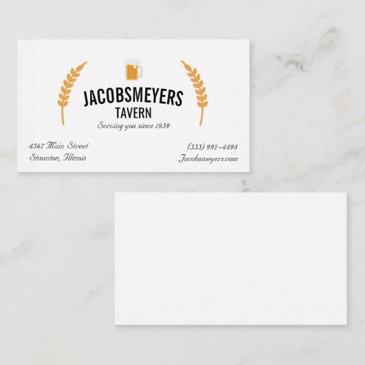 Taverne-oder Bar-Bier-Logo-Geschäfts-Karte Visitenkarte (Vorne/Hinten)