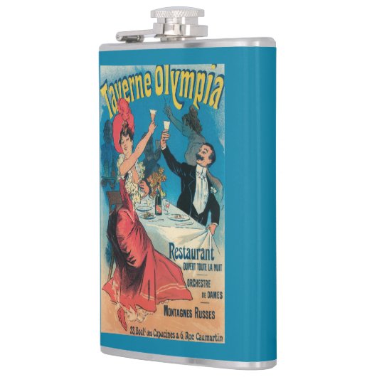 Taverne Olympia-förderndes Plakat Flachmann (Links)