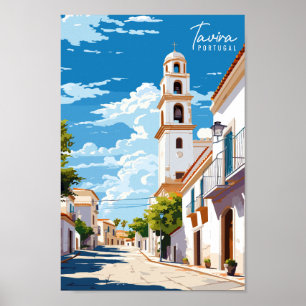 Tavira Portugal Vintage Reise Illustration Poster
