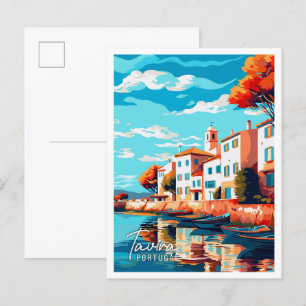 Tavira Portugal Vintage Reise Illustration Postkarte