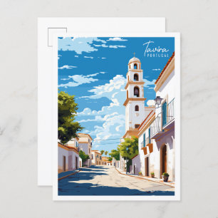 Tavira Portugal Vintage Reise Illustration Postkarte