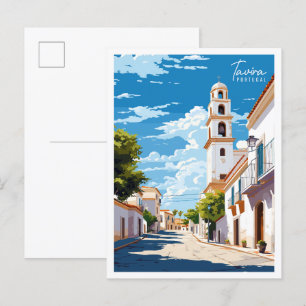 Tavira Portugal Vintage-Reiseillustration Postkarte