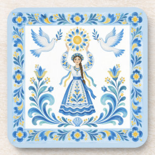 Tavrian Painting Maiden Ukrainische Volkskunst-Unt Getränkeuntersetzer