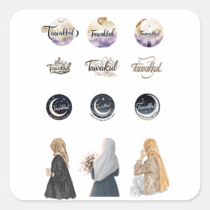 Tawakkul Islamisches Sticker-Set GlaubensInspirier Quadratischer Aufkleber