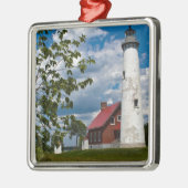 Tawas Punkt-Leuchtturm Silbernes Ornament (Links)