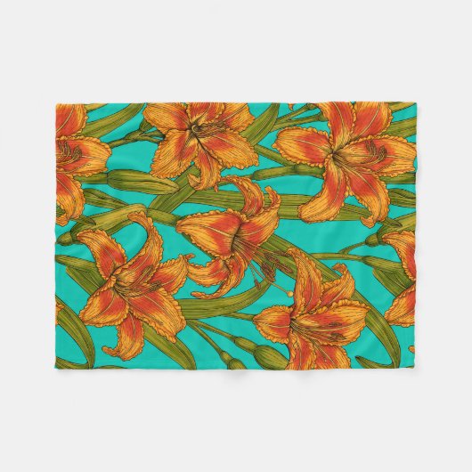 Tawny Dailily Blume Fleecedecke (Vorderseite (Horizontal))