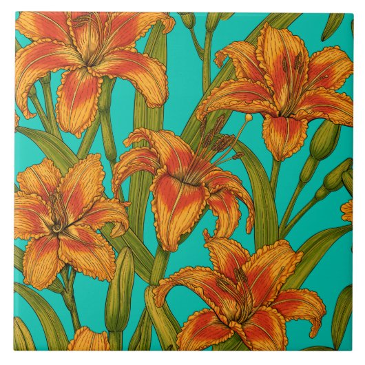 Tawny Dailily Blume Fliese (Vorderseite)