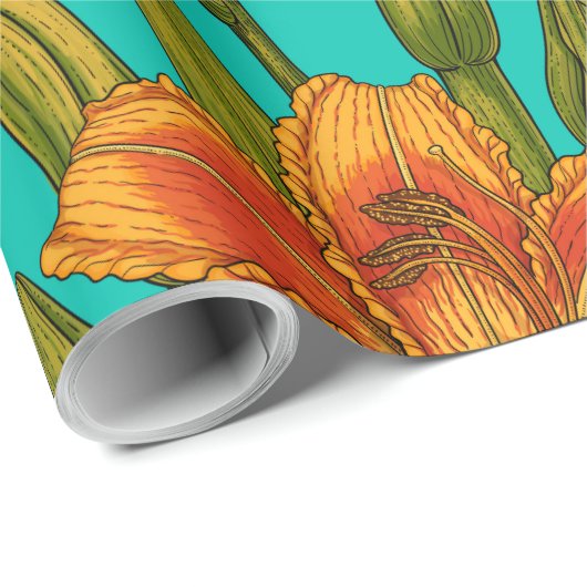 Tawny Dailily Blume Geschenkpapier (Rolleneckpunkt)