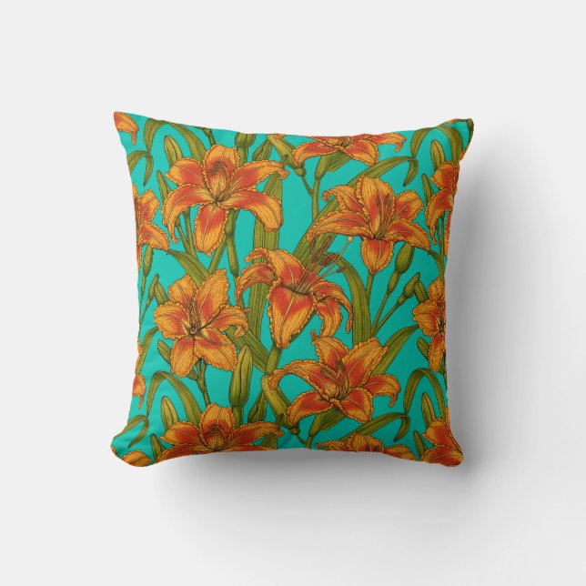 Tawny Dailily Blume Kissen (Vorderseite)
