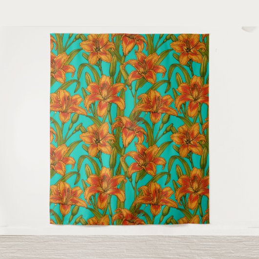 Tawny Dailily Blume Wandteppich (Vorderseite)