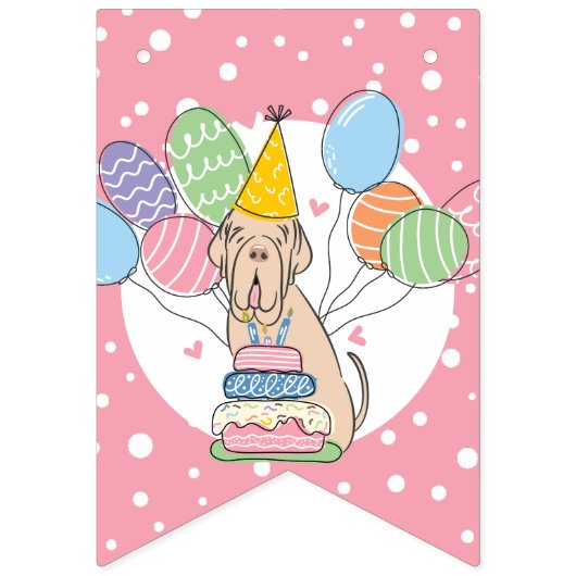 Tawny Neapolitan Mastiff Dog Birthday Party Wimpelkette (Erste Fahne)