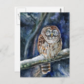 Tawny Owl Aquarell Postkarte (Vorne/Hinten)
