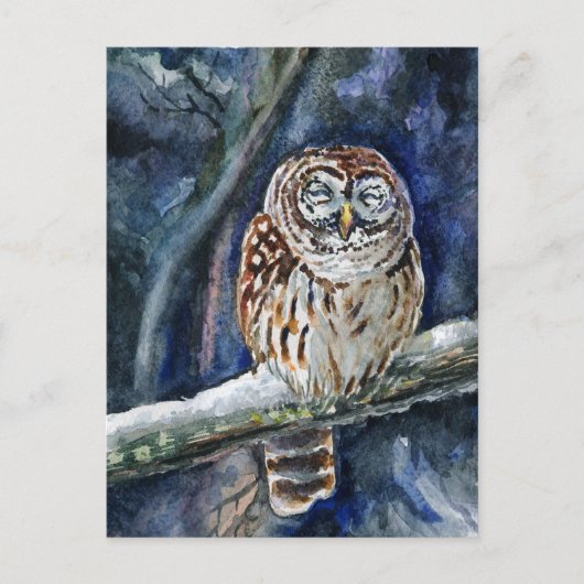 Tawny Owl Aquarell Postkarte (Vorderseite)