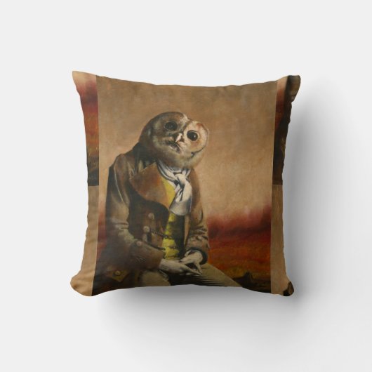 Tawny Owl Gentleman Throw Cushion Kissen (Vorderseite)
