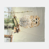 Tawny Owl im Schneevogel Wasserfarbe Fleecedecke (Vorderseite (Horizontal))
