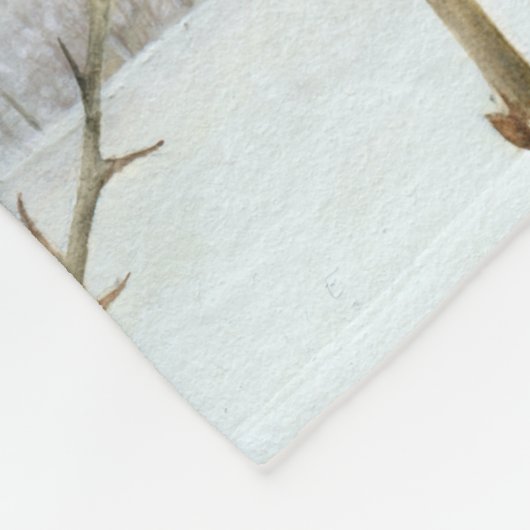 Tawny Owl im Schneevogel Wasserfarbe Fleecedecke (Ecke)