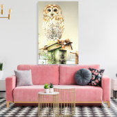 Tawny Owl in der schneebedeckten Leinwand (Insitu (Wohnzimmer))