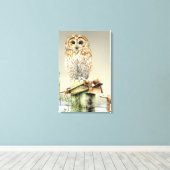 Tawny Owl in der schneebedeckten Leinwand (Insitu (Holzboden))