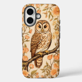 Tawny Owl Peach Blossoms William Morris Inspiriert iPhone 16 Hülle