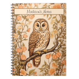 Tawny Owl Peach Blossoms William Morris Inspiriert Notizblock