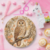 Tawny Owl Peach Blossoms William Morris Inspiriert Pappteller (Party)