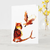 Tawny Owls Art Karte (Gelbe Blume)
