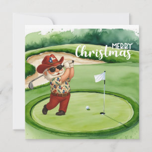 Taxas Santa Claus beim Golfen Feiertagskarte
