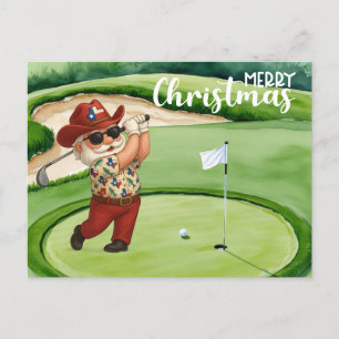 Taxas Santa Claus beim Golfen Feiertagspostkarte